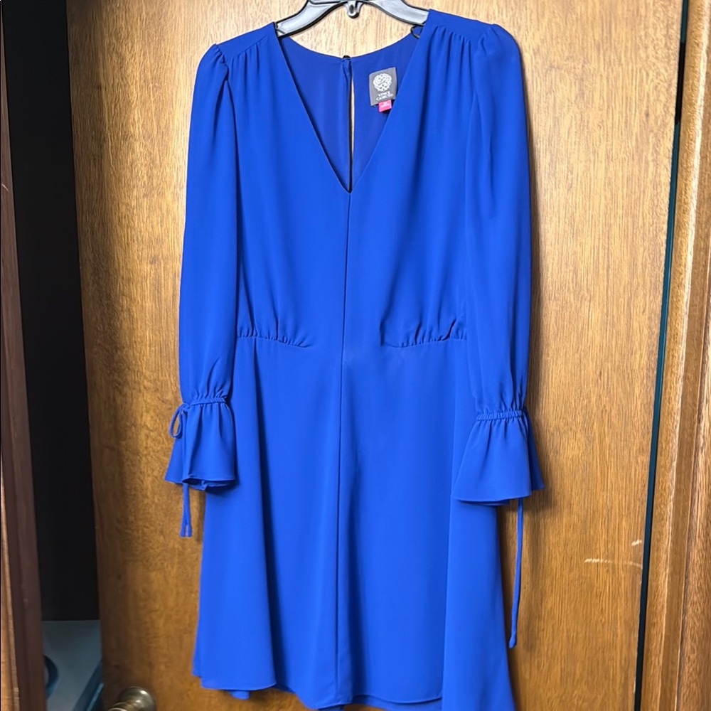 Vince Camuto Blue A-Line Cocktail Dress with Bishop Sleeves